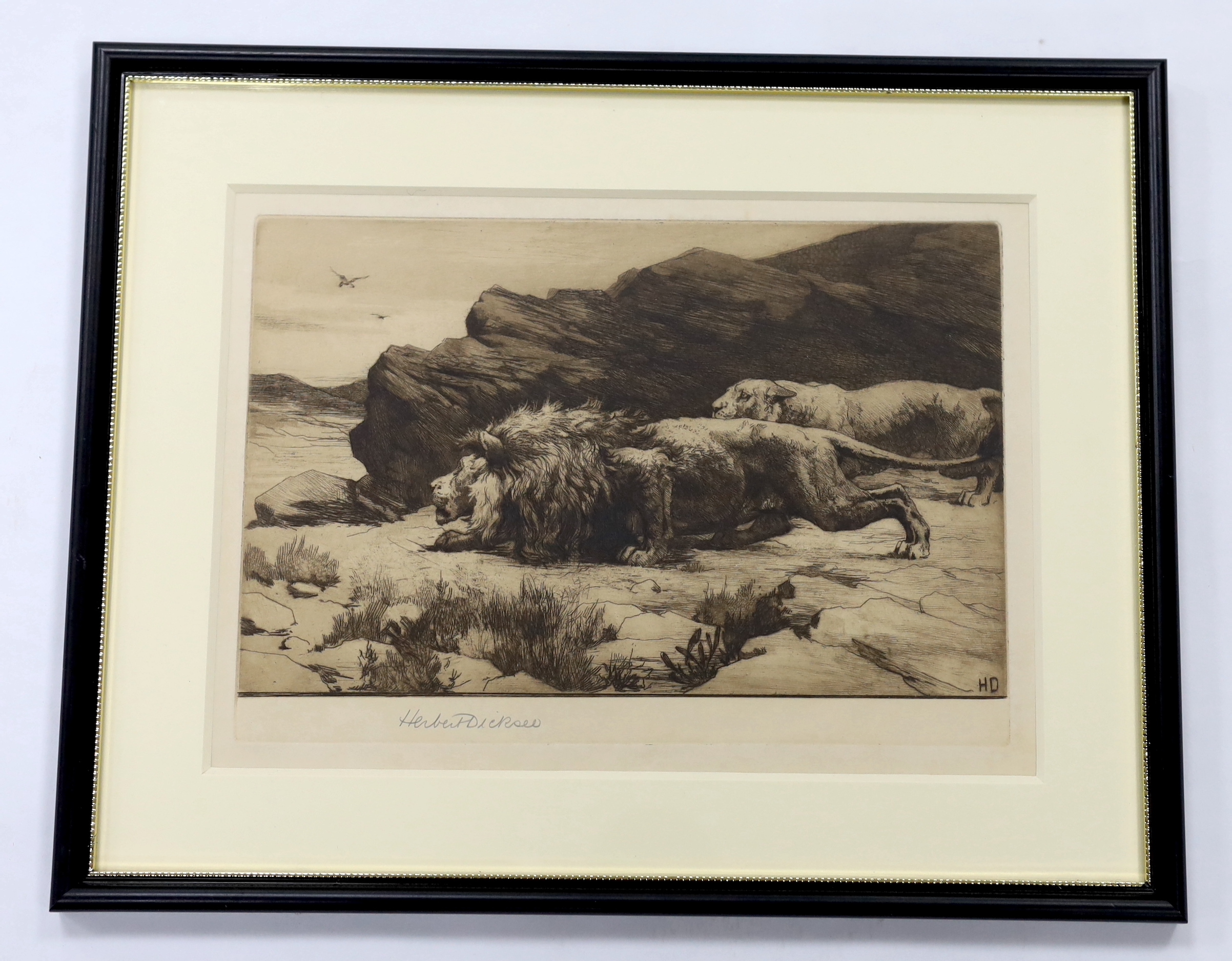Herbert Dicksee (1862-1942), etching, 'The Marauders', signed in pencil, publ. 1890, exhibited in the Royal Academy 1894, 19 x 26cm